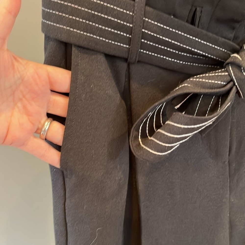 🇪🇸🐠TopShop Trousers Wide leg Size 6 Black Tie Waist Dark Academia Pants - Picture 5 of 10